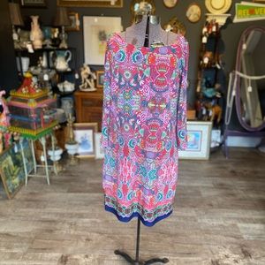 70s Bold Graphic Shift Dress Laundry by Shelli Segal Los Angelos Sz Medium